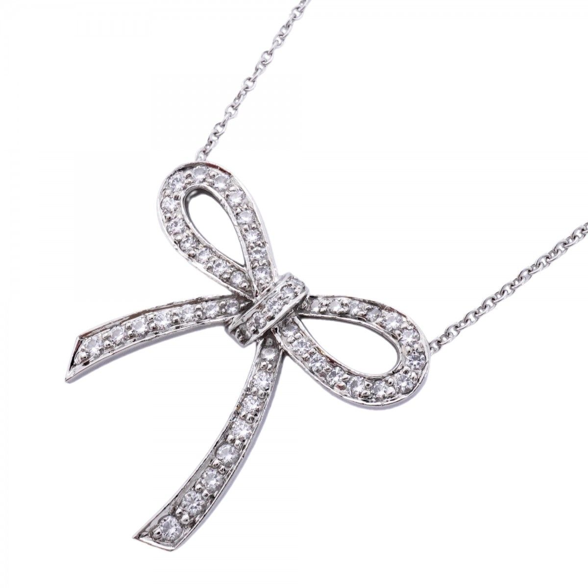 Tiffany & Co Necklace Bow Ribbon Platinum Diamond