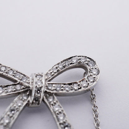 Tiffany & Co Necklace Bow Ribbon Platinum Diamond — view 8