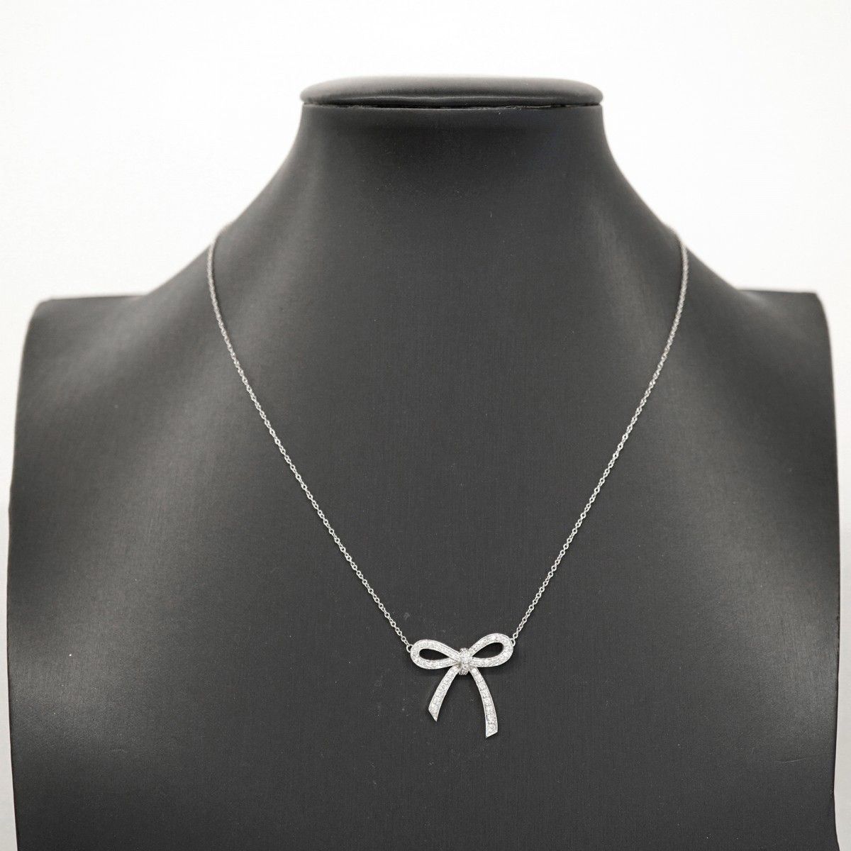 Tiffany & Co Necklace Bow Ribbon Platinum Diamond — view 7