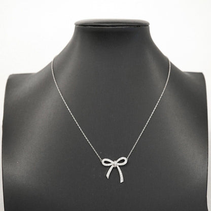 Tiffany & Co Necklace Bow Ribbon Platinum Diamond — view 7
