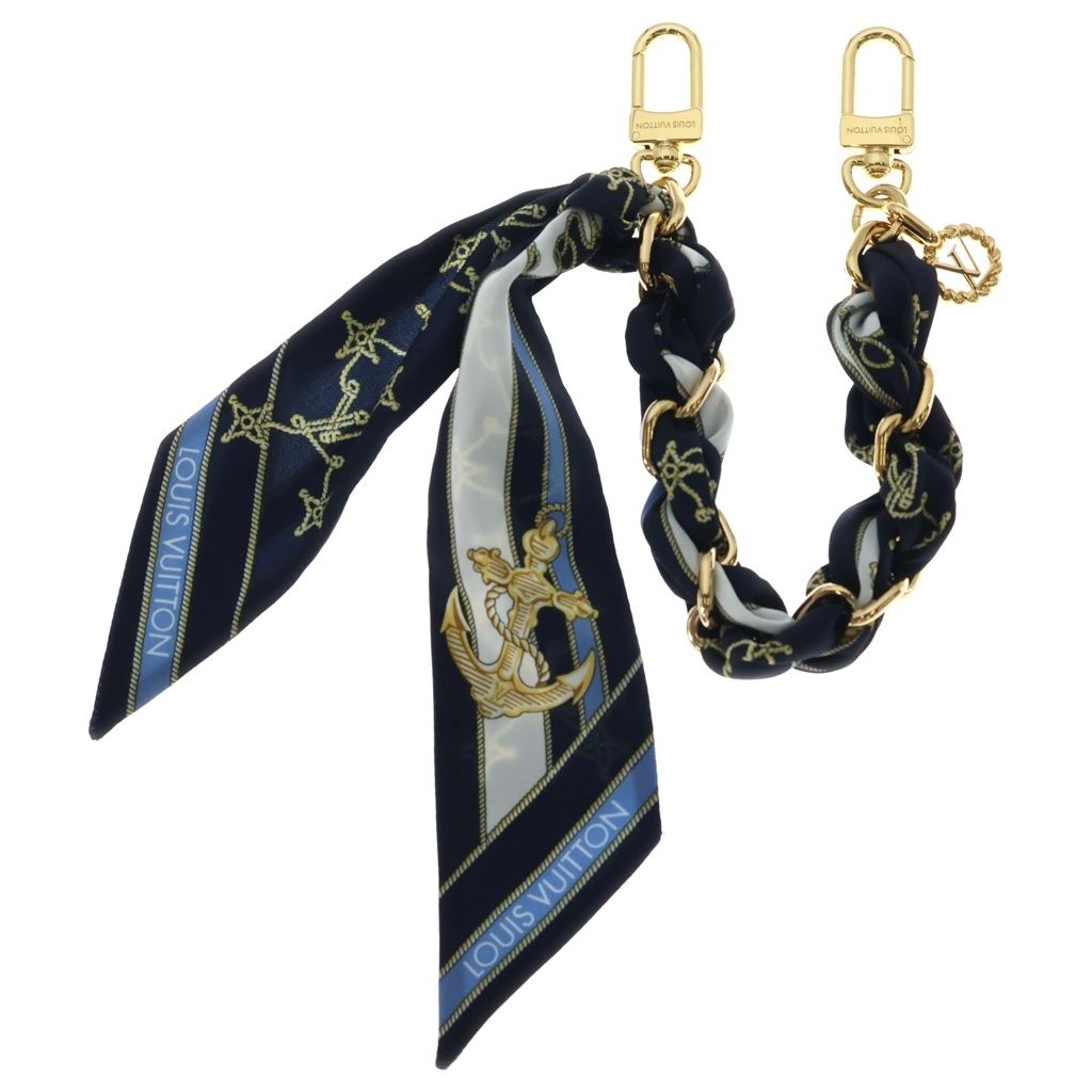 Louis Vuitton Bag Charm Nautical Blue Key Holder Navy Silk Gold