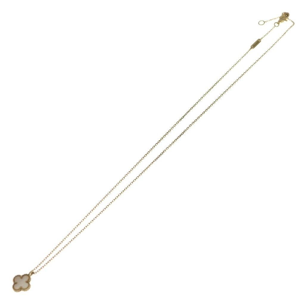 Van Cleef & Arpels Sweet Alhambra Mother of Pearl Necklace Pendant Chain Gold — view 2