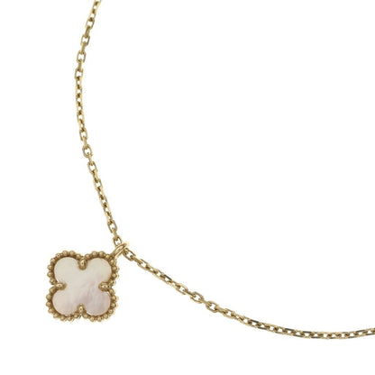 Van Cleef & Arpels Sweet Alhambra Mother of Pearl Necklace Pendant Chain Gold