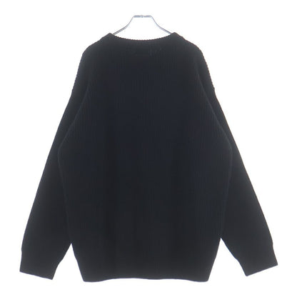 Celine Logo Oversize Ribbed Knit Black Wool Sweater — view 2