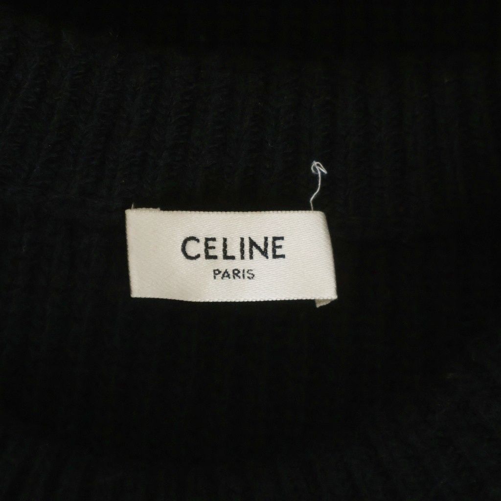 Celine Logo Oversize Ribbed Knit Black Wool Sweater — view 7