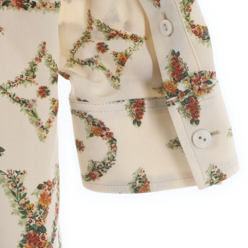 Louis Vuitton Floral Monogram All Over Print Silk Long Sleeve Shirt Ivory Gqo — view 5