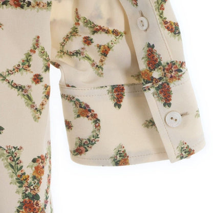Louis Vuitton Floral Monogram All Over Print Silk Long Sleeve Shirt Ivory Gqo — view 5