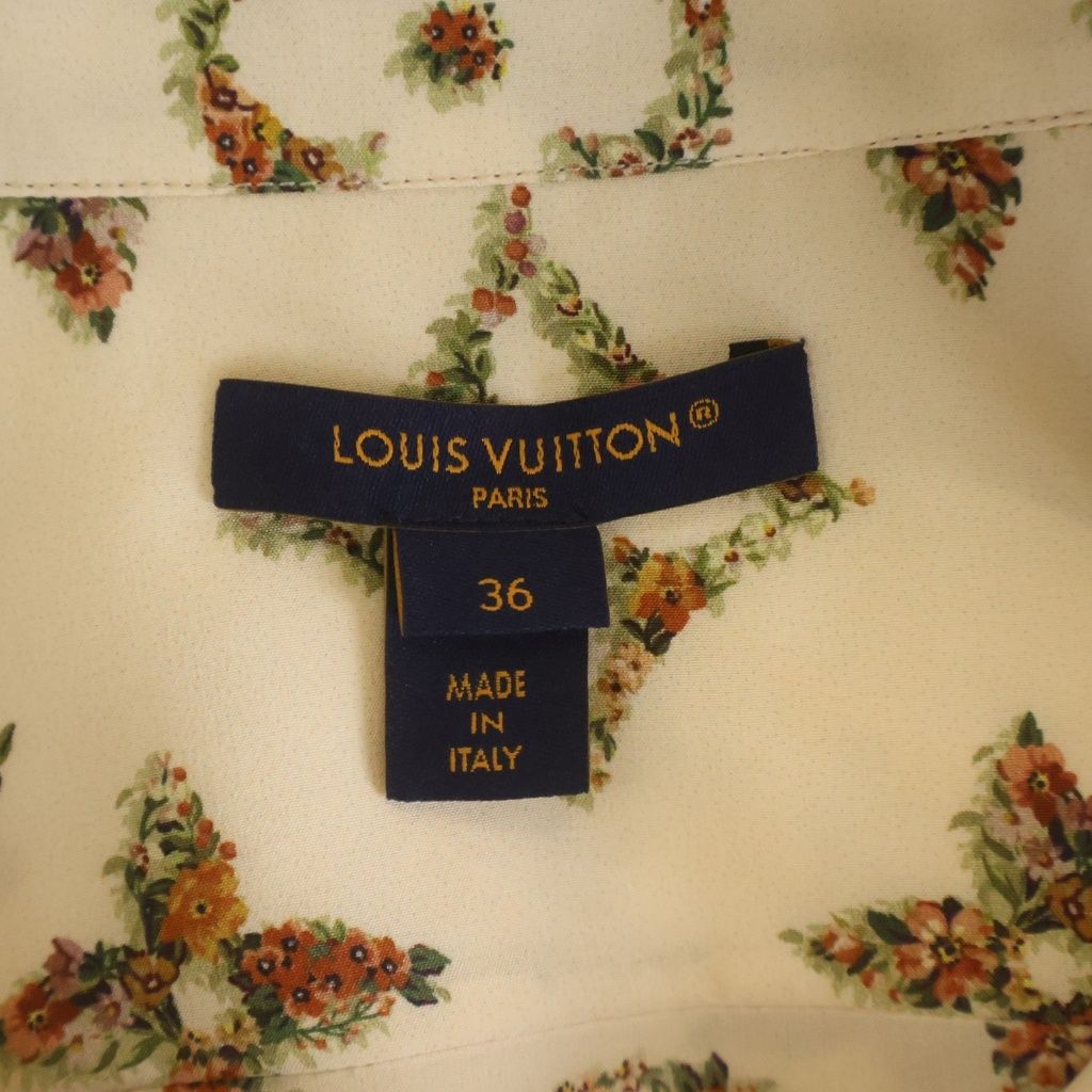 Louis Vuitton Floral Monogram All Over Print Silk Long Sleeve Shirt Ivory Gqo — view 6
