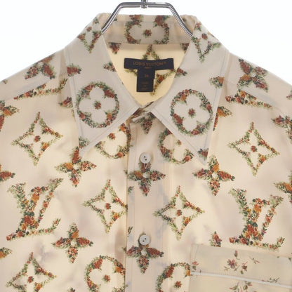 Louis Vuitton Floral Monogram All Over Print Silk Long Sleeve Shirt Ivory Gqo — view 3