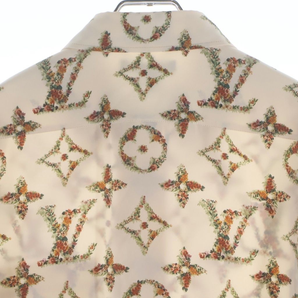 Louis Vuitton Floral Monogram All Over Print Silk Long Sleeve Shirt Ivory Gqo — view 4