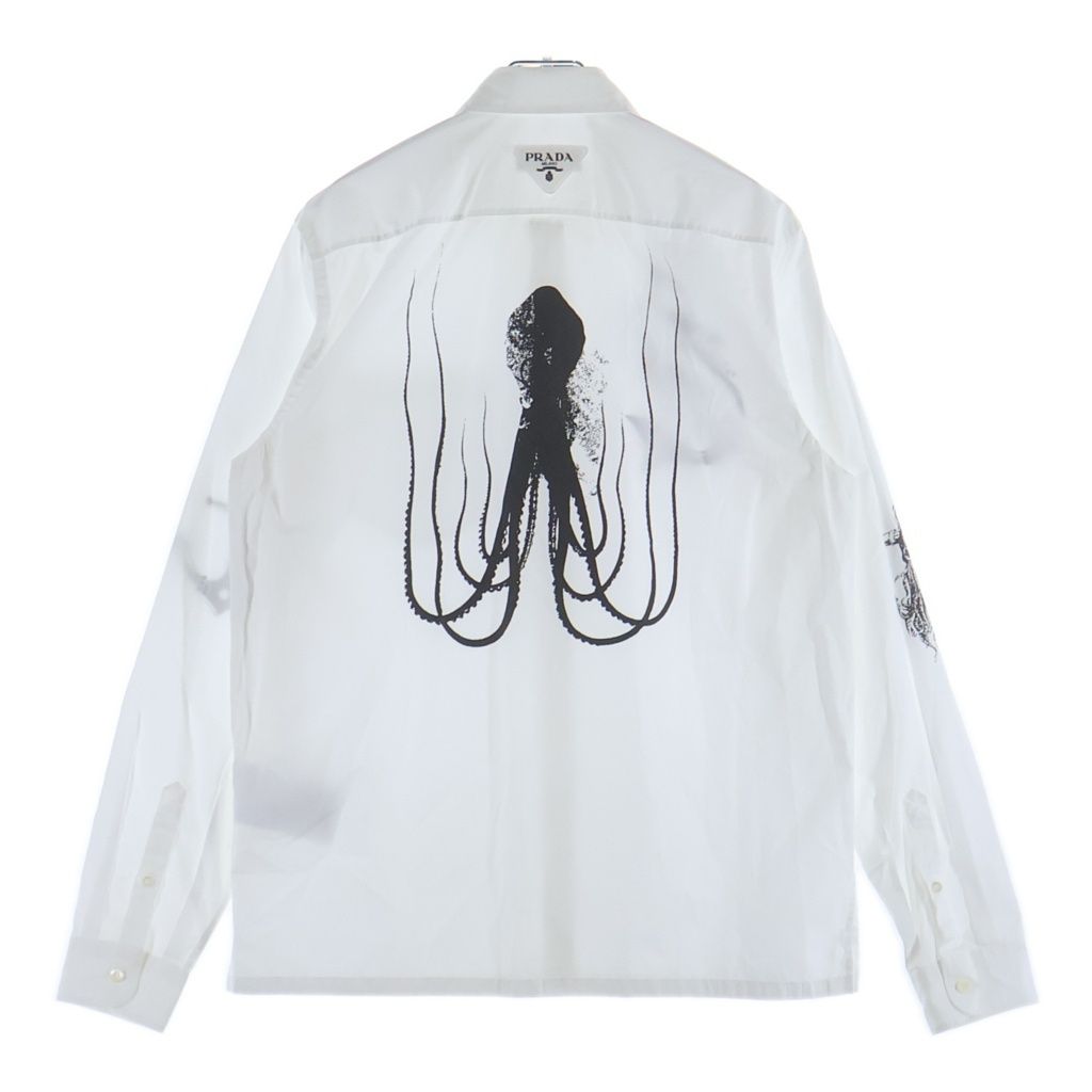 Prada Bianco Popeline Simbol Cotton Shirt Poplin Symbol Tattoo Print — view 2