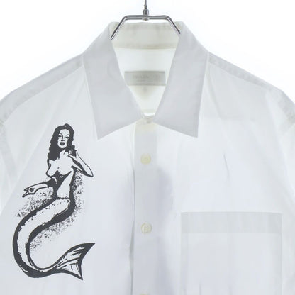 Prada Bianco Popeline Simbol Cotton Shirt Poplin Symbol Tattoo Print — view 3
