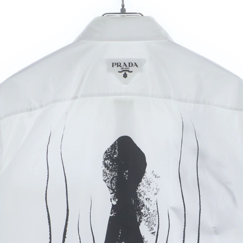 Prada Bianco Popeline Simbol Cotton Shirt Poplin Symbol Tattoo Print — view 4