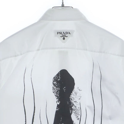 Prada Bianco Popeline Simbol Cotton Shirt Poplin Symbol Tattoo Print — view 4