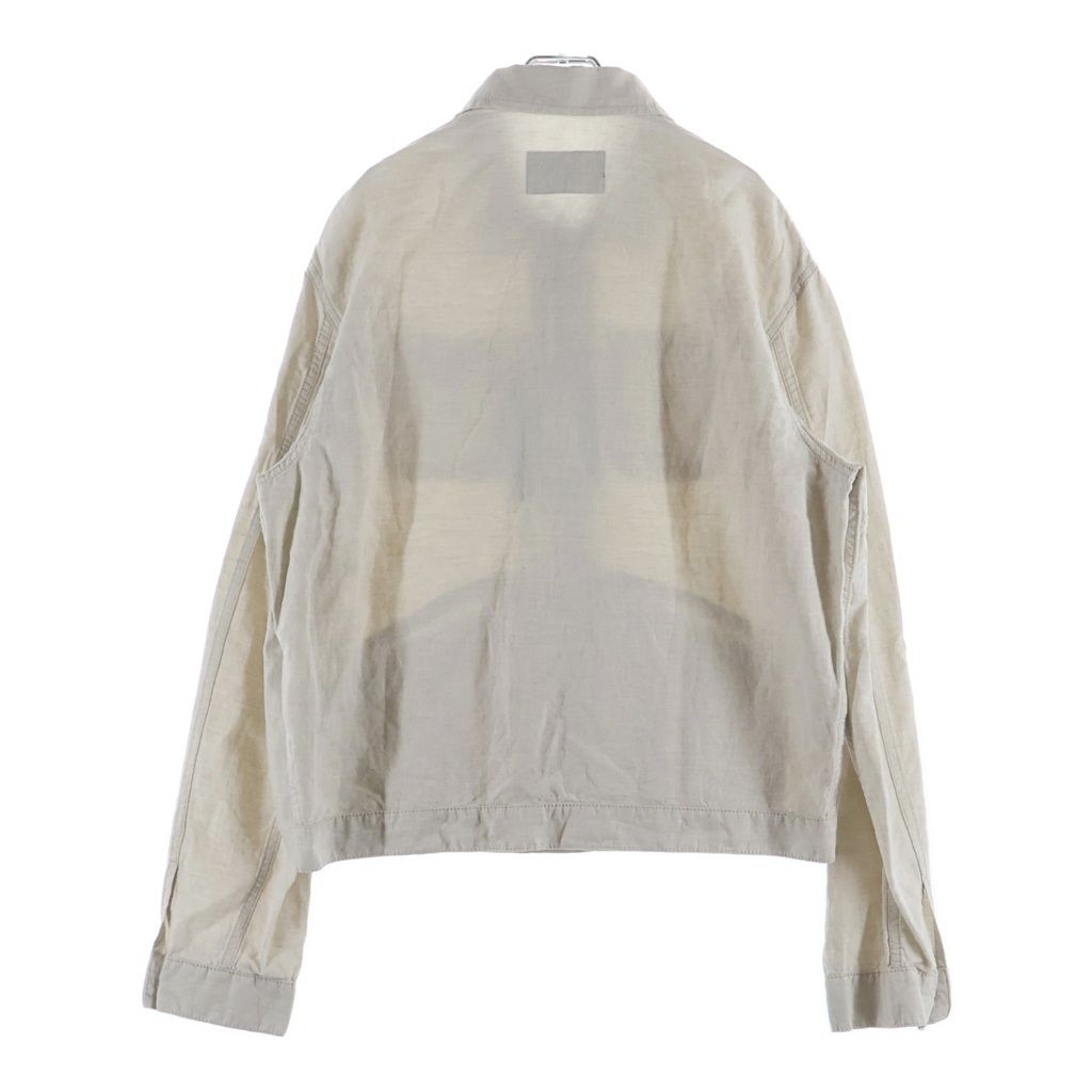 Prada Triangle Logo Zip Up Linen Neutral Chambray Jacket Beige — view 2