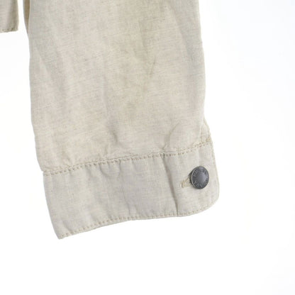 Prada Triangle Logo Zip Up Linen Neutral Chambray Jacket Beige — view 5