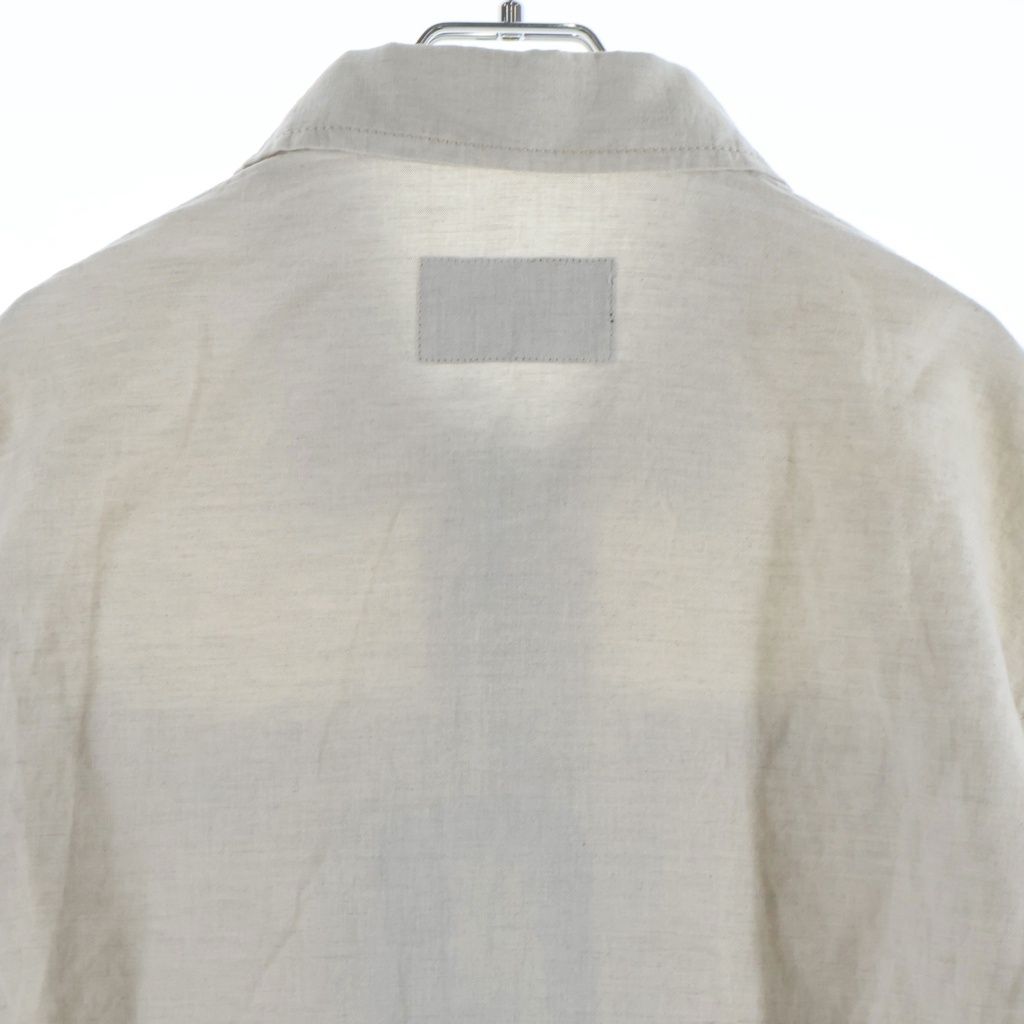 Prada Triangle Logo Zip Up Linen Neutral Chambray Jacket Beige — view 4
