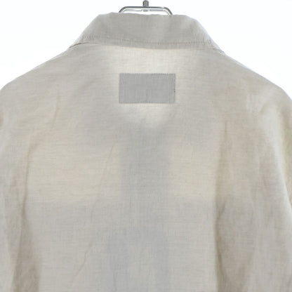 Prada Triangle Logo Zip Up Linen Neutral Chambray Jacket Beige — view 4