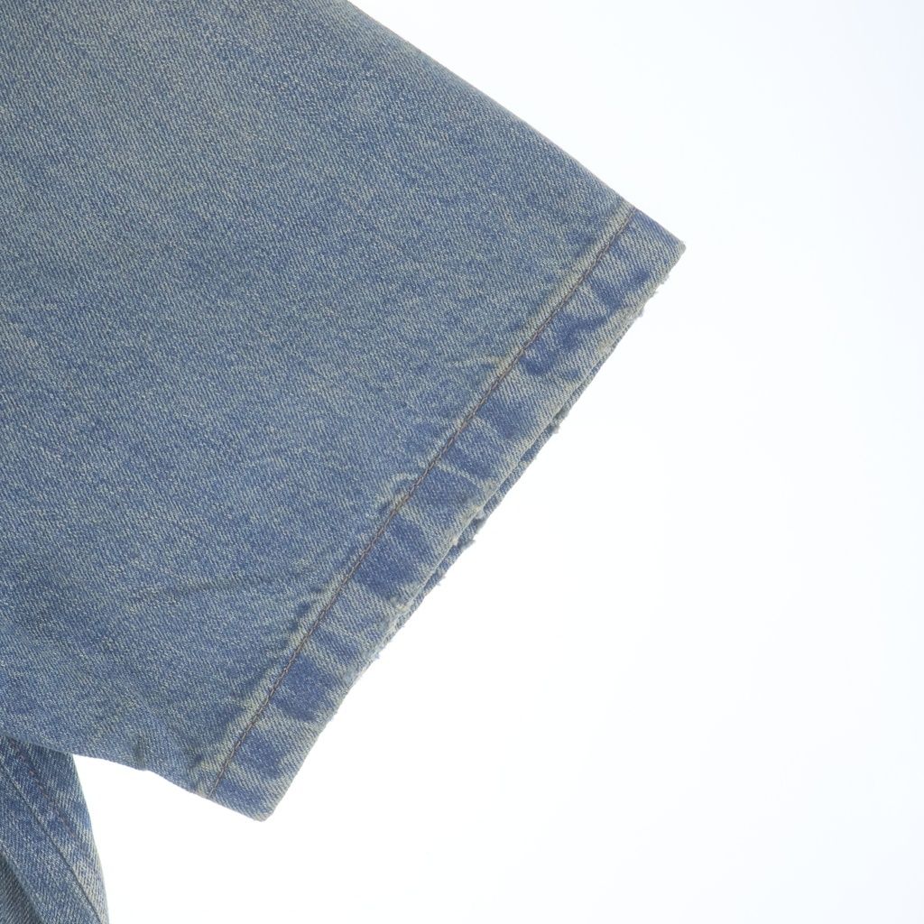 Prada Denim Shirt Chest Pocket Open Collar Short Sleeve Indigo — view 5