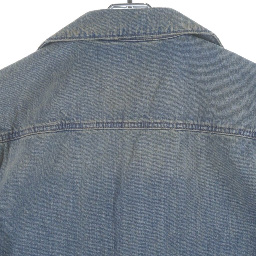 Prada Denim Shirt Chest Pocket Open Collar Short Sleeve Indigo — view 4