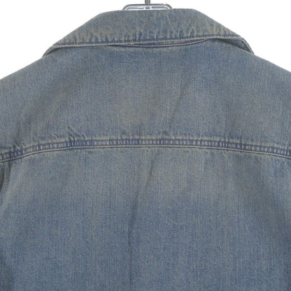 Prada Denim Shirt Chest Pocket Open Collar Short Sleeve Indigo — view 4