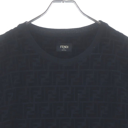Fendi FF Zucca Pattern Velour Crew Neck Short Sleeve T-Shirt Black — view 3