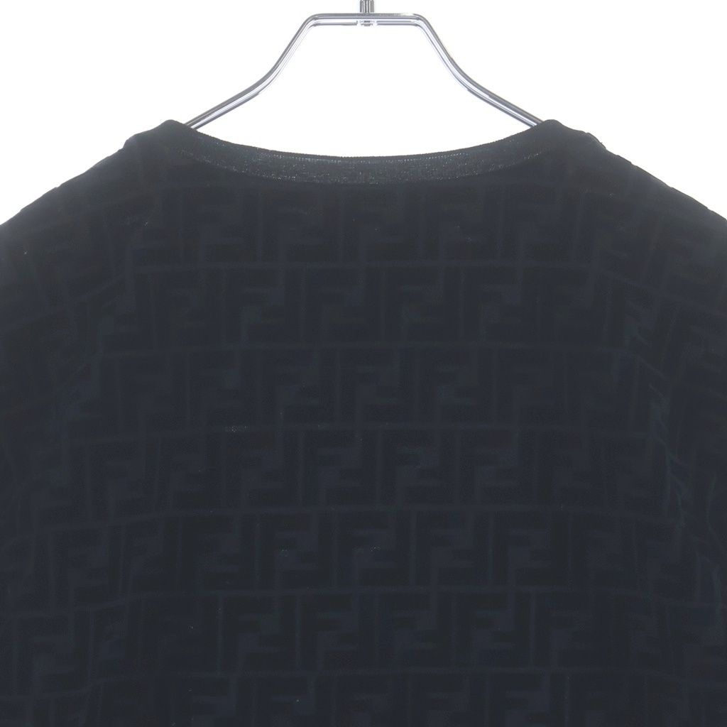 Fendi FF Zucca Pattern Velour Crew Neck Short Sleeve T-Shirt Black — view 4