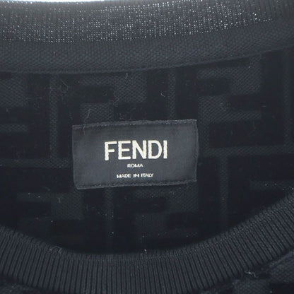 Fendi FF Zucca Pattern Velour Crew Neck Short Sleeve T-Shirt Black — view 7