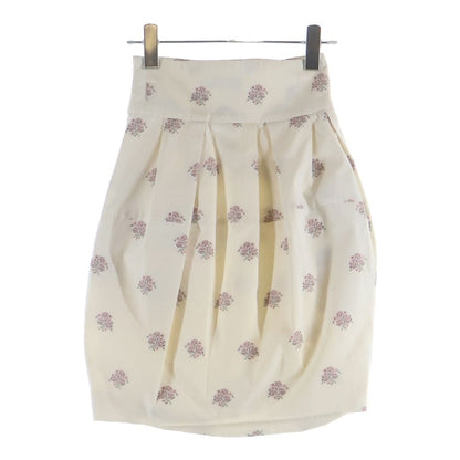 Dior High Waist Floral Print Knee Length Skirt Flower Embroidery Ivory Pink 34 — view 2