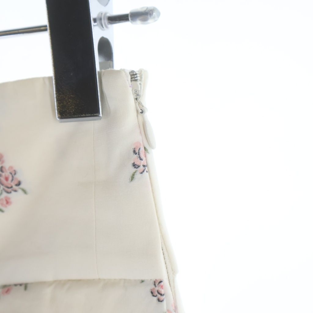 Dior High Waist Floral Print Knee Length Skirt Flower Embroidery Ivory Pink 34 — view 6