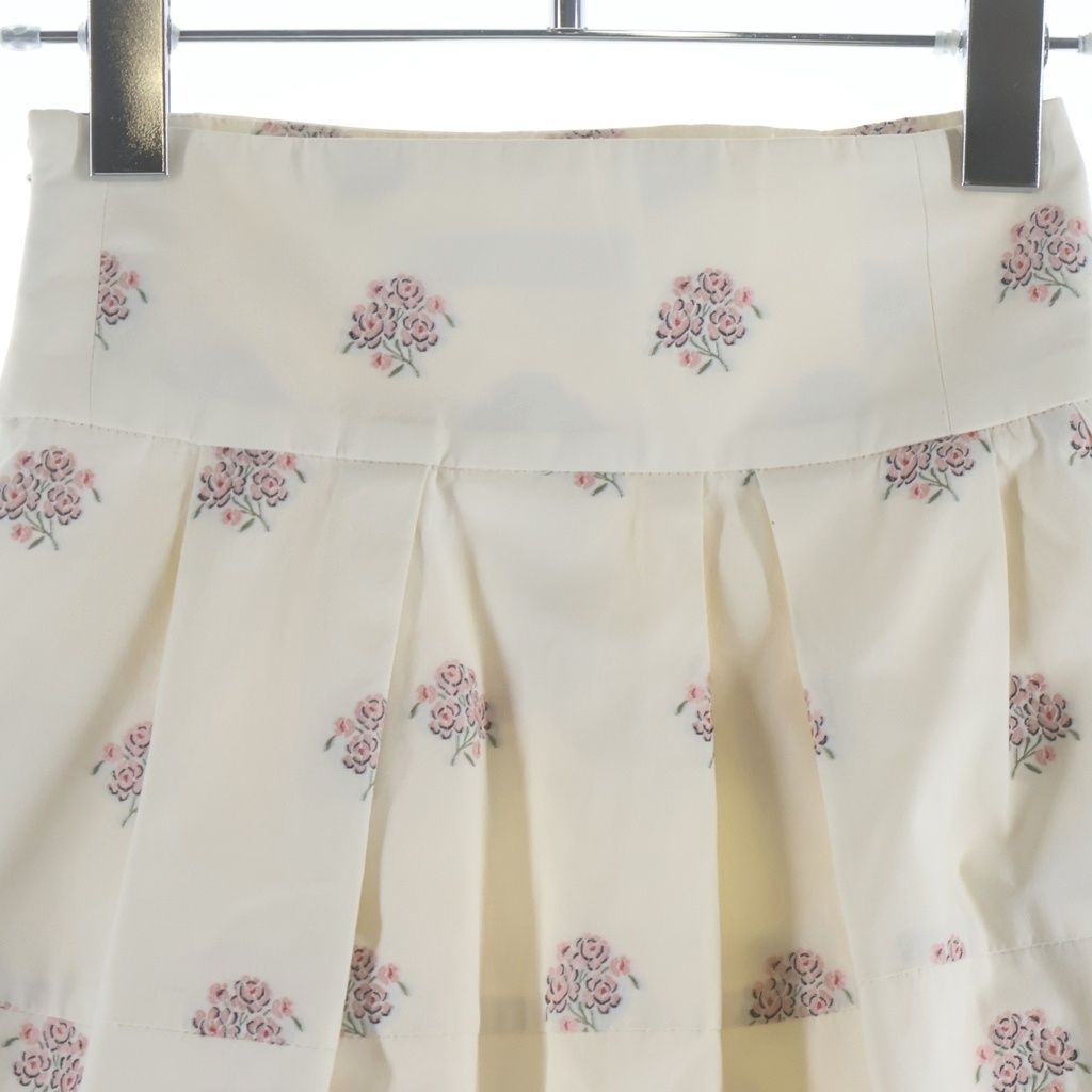 Dior High Waist Floral Print Knee Length Skirt Flower Embroidery Ivory Pink 34 — view 4