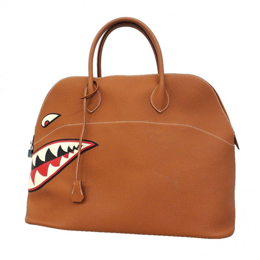 Hermes Handbag Bolide Shark 45 Togo Gold Silver