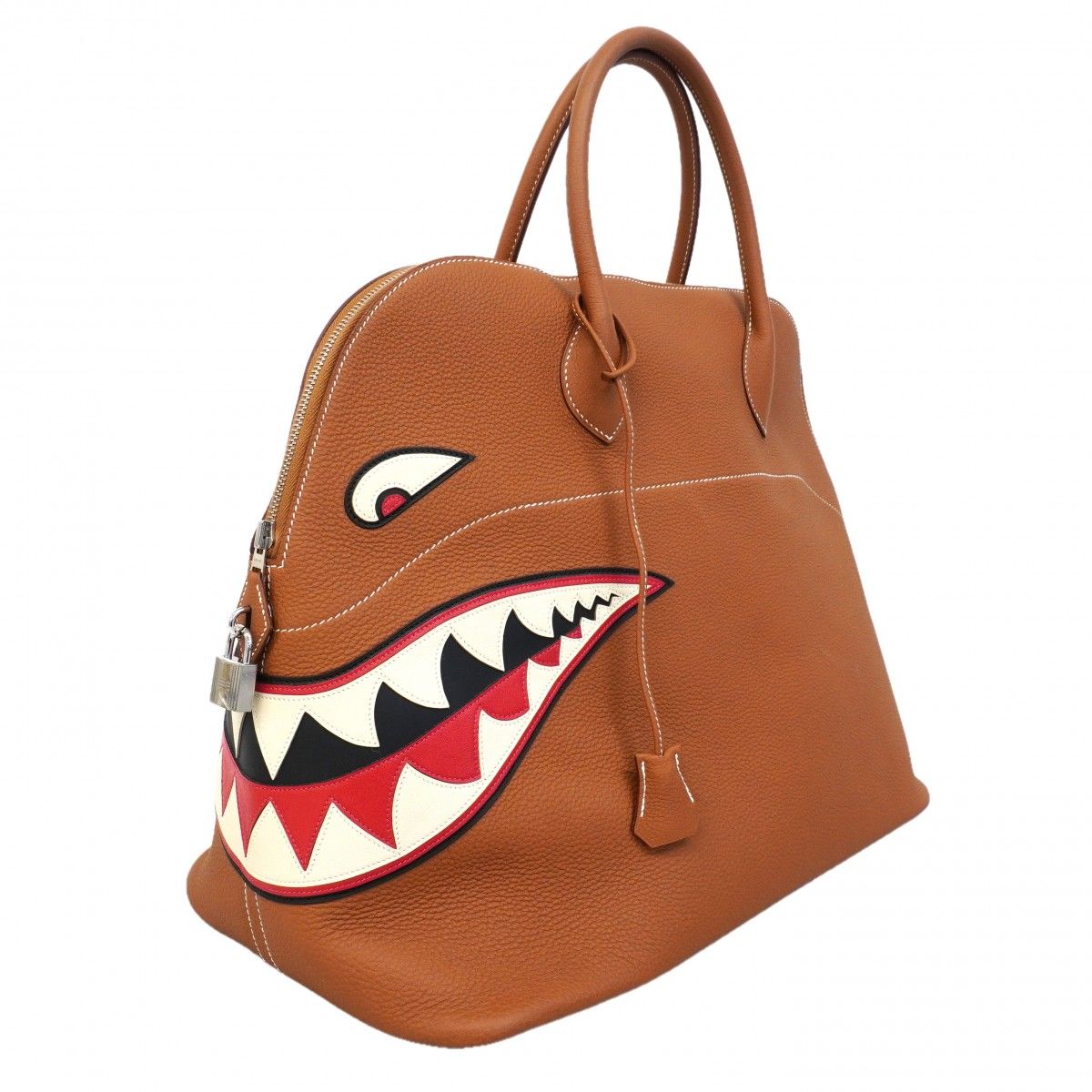 Hermes Handbag Bolide Shark 45 Togo Gold Silver — view 2