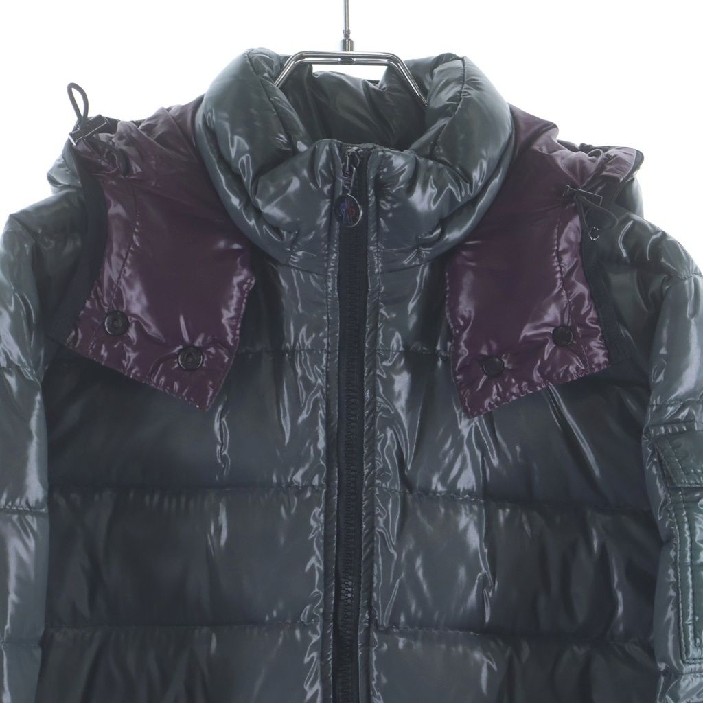 Moncler Moka Hooded Down Jacket Long Coat Gray — view 3