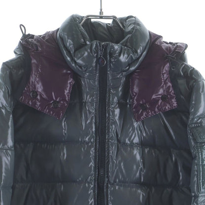 Moncler Moka Hooded Down Jacket Long Coat Gray — view 3