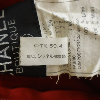 Chanel CC Logo Chain Button Back Zip Wool Knit Long Dress Red — view 8