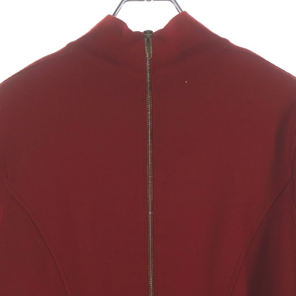 Chanel CC Logo Chain Button Back Zip Wool Knit Long Dress Red — view 4