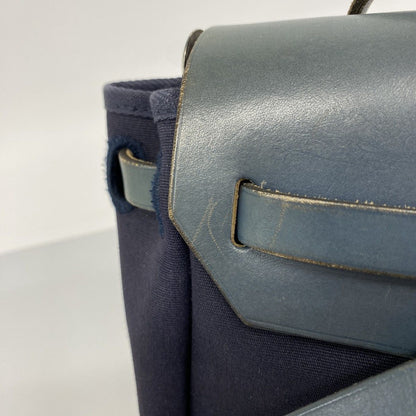 Hermes Handbag MM Toile Officier Navy Silver — view 6