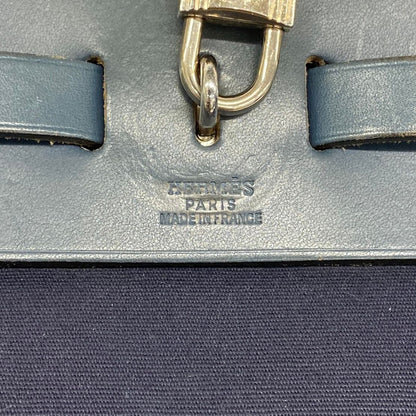 Hermes Handbag MM Toile Officier Navy Silver — view 5