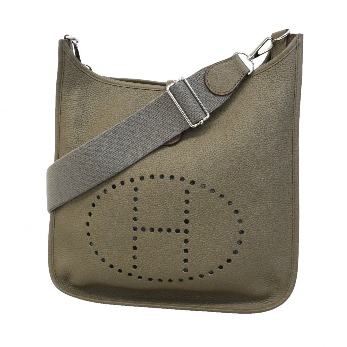 Hermes Shoulder Bag Evelyne Taurillon Clemence Riken Silver
