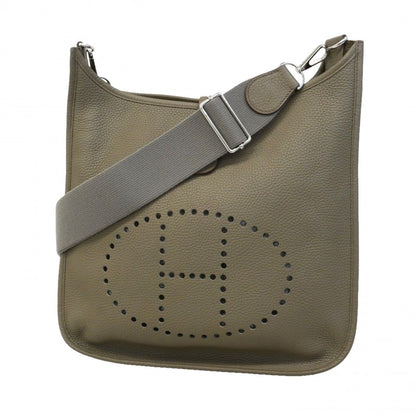 Hermes Shoulder Bag Evelyne Taurillon Clemence Riken Silver