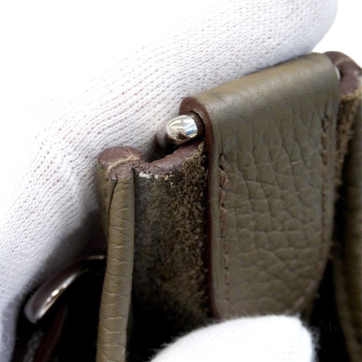 Hermes Shoulder Bag Evelyne Taurillon Clemence Riken Silver — view 8