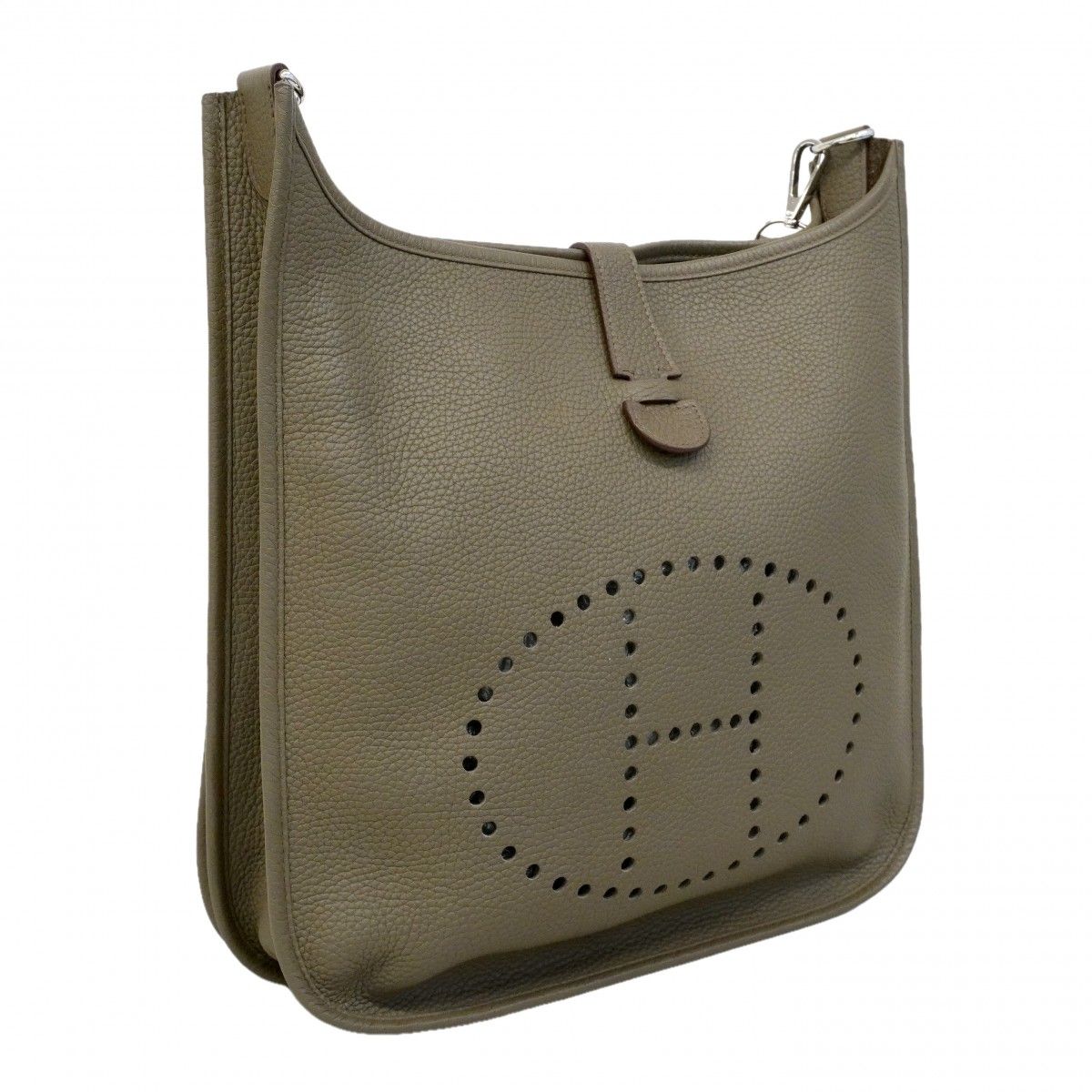 Hermes Shoulder Bag Evelyne Taurillon Clemence Riken Silver — view 2