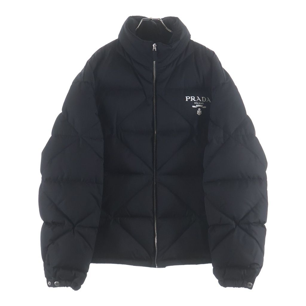 Prada Re-Nylon Logo Print Down Jacket Black
