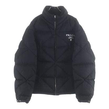 Prada Re-Nylon Logo Print Down Jacket Black