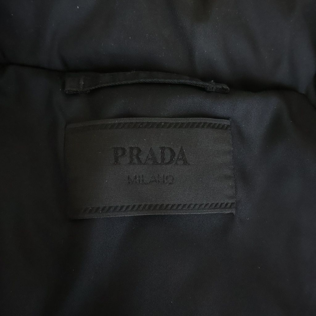 Prada Re-Nylon Logo Print Down Jacket Black — view 6