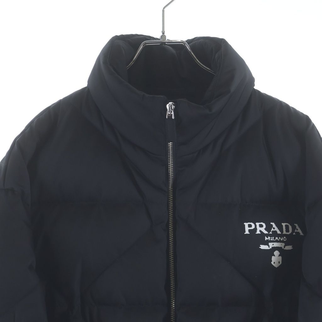 Prada Re-Nylon Logo Print Down Jacket Black — view 3