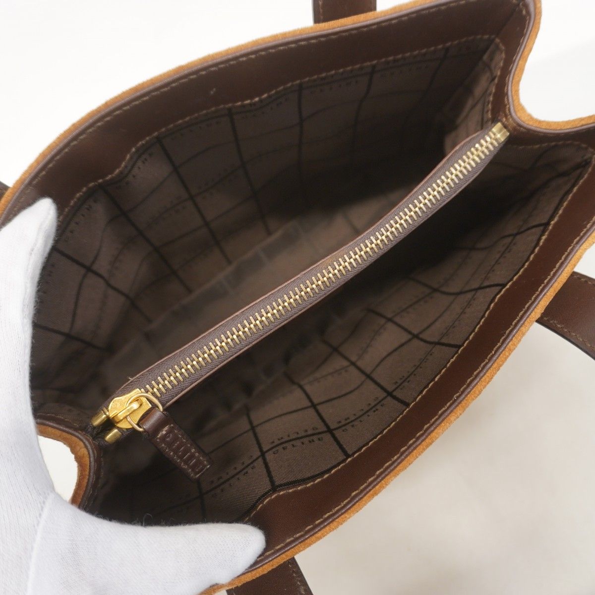 Celine Handbag C Macadam Suede Brown Gold — view 4