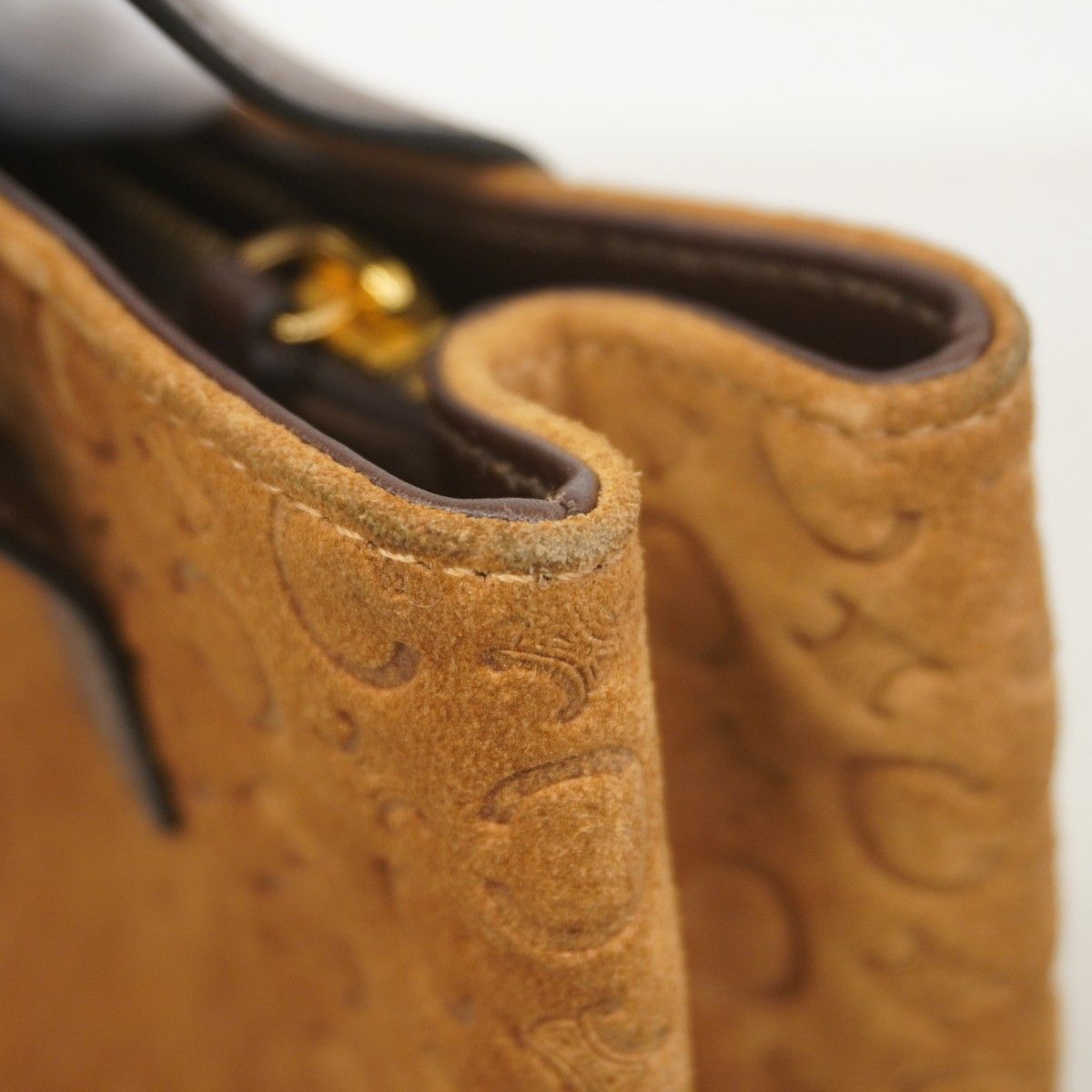 Celine Handbag C Macadam Suede Brown Gold — view 7