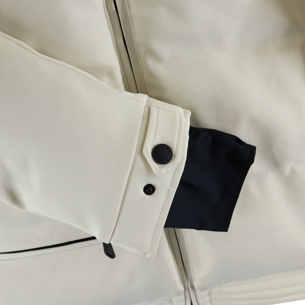 Moncler Courmayeur Knit Cut Replacement Zip Up Jacket Ivory — view 6